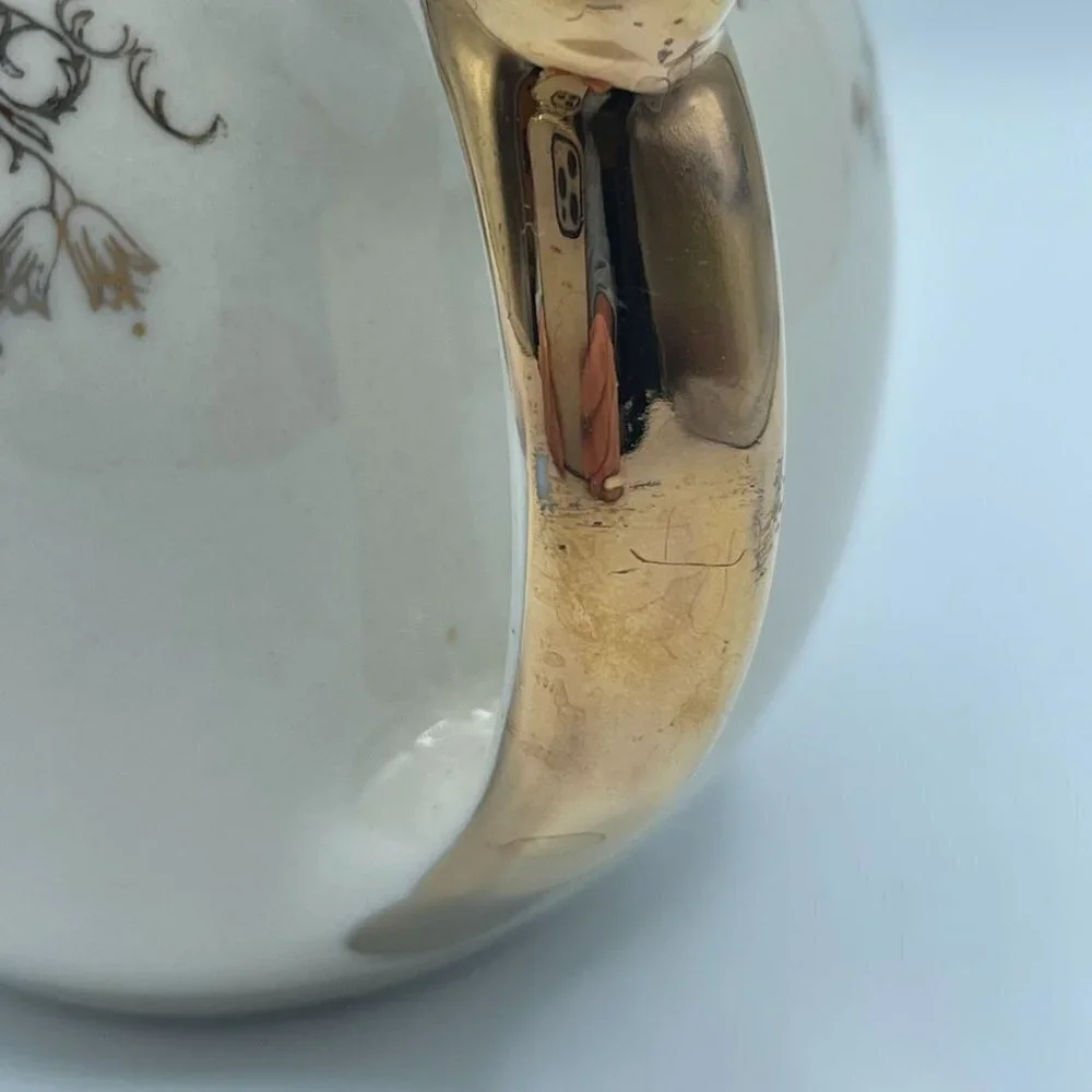 Hand painted 22-Kt. Gold 50th Anniversary Teapot with Lid